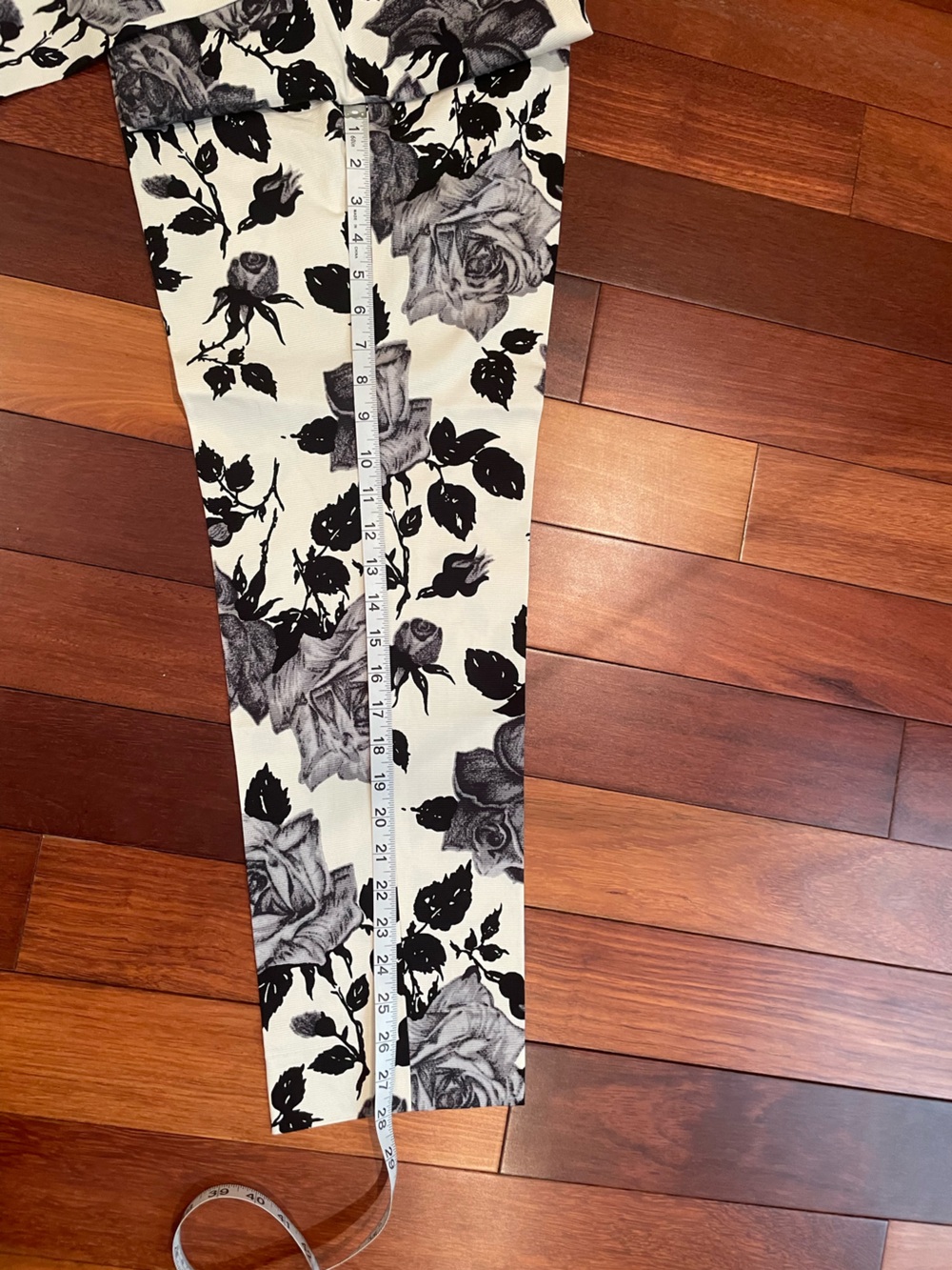 Talbots RSVP occasion ivory with black/grey floral print pants - Picture 3 of 5